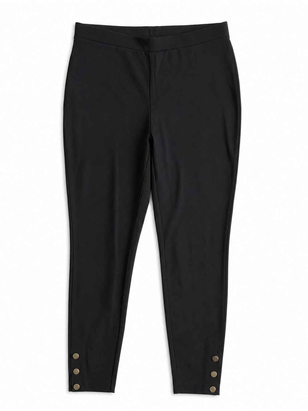 Chico’s So Slimming Black Ankle Pants Stretch Button Detail Size 1 Medium